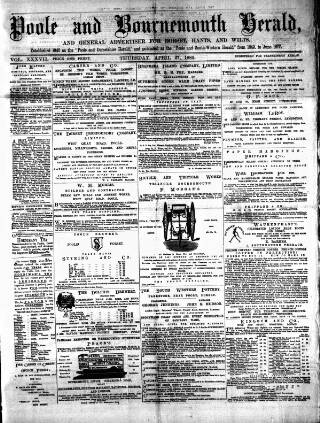 cover page of Poole & Dorset Herald published on April 27, 1882