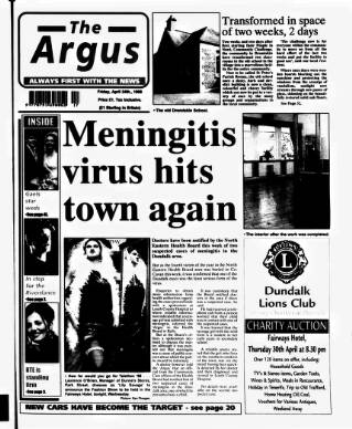 cover page of Drogheda Argus and Leinster Journal published on April 24, 1998