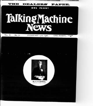 cover page of Talking Machine News published on February 15, 1908