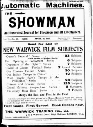 cover page of The Showman published on April 26, 1901