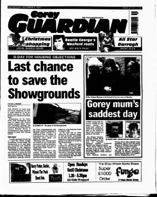 cover page of Gorey Guardian published on December 5, 2001