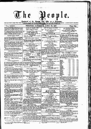 cover page of Wexford People published on April 23, 1887