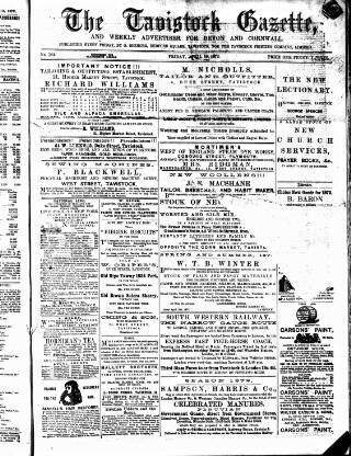 cover page of Tavistock Gazette published on April 19, 1872
