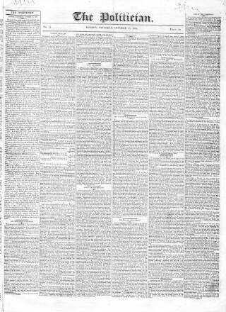 cover page of Daily Politician published on October 15, 1836