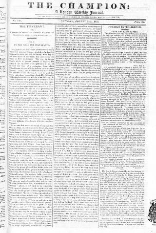 cover page of Champion (London) published on August 11, 1816