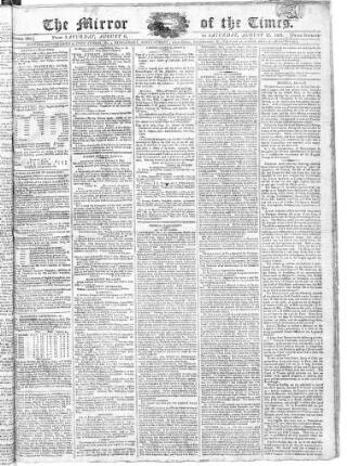 cover page of Mirror of the Times published on August 13, 1803