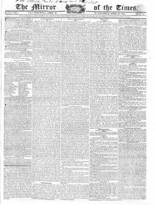 cover page of Mirror of the Times published on April 20, 1822