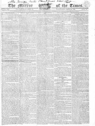 cover page of Mirror of the Times published on April 27, 1822
