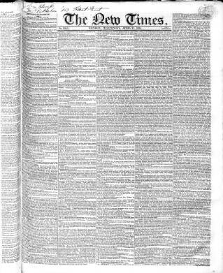 cover page of New Times (London) published on April 27, 1825