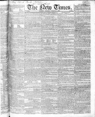 cover page of New Times (London) published on August 8, 1825