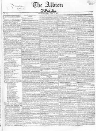 cover page of Albion and the Star published on April 20, 1832