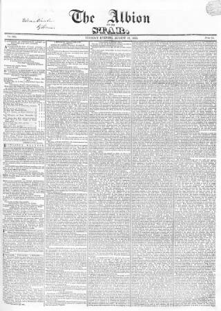 cover page of Albion and the Star published on August 13, 1833