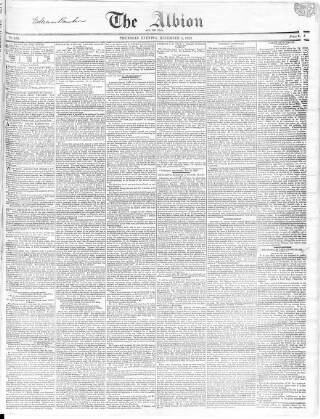 cover page of Albion and the Star published on December 5, 1833