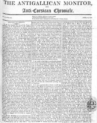 cover page of Anti-Gallican Monitor published on April 19, 1812
