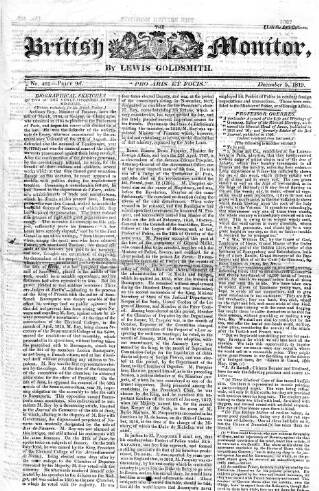 cover page of Anti-Gallican Monitor published on December 5, 1819