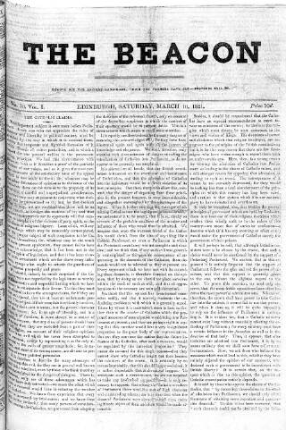 cover page of Beacon (Edinburgh) published on March 10, 1821