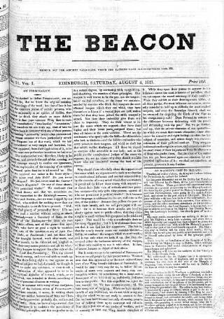 cover page of Beacon (Edinburgh) published on August 4, 1821