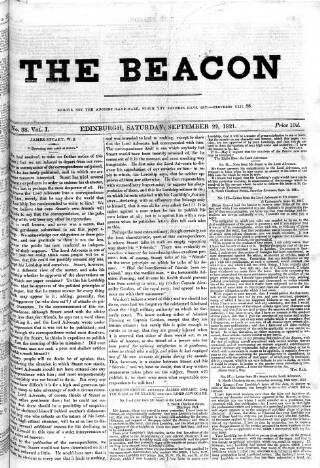cover page of Beacon (Edinburgh) published on September 22, 1821