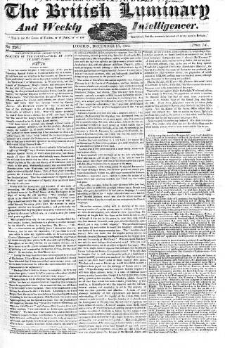 cover page of British Luminary published on December 15, 1822