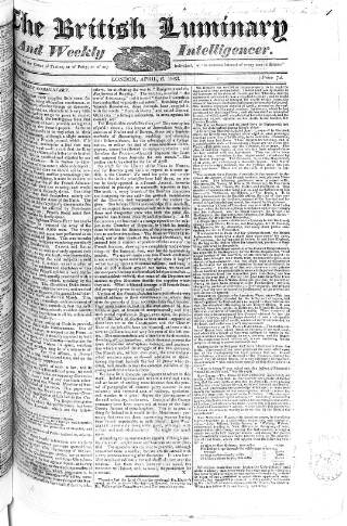 cover page of British Luminary published on April 6, 1823