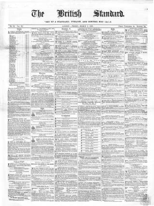 cover page of British Standard published on March 5, 1858