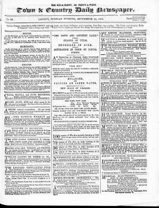 cover page of Town & Country Daily Newspaper published on September 30, 1873