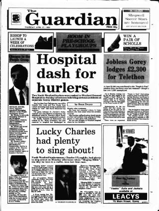 cover page of Enniscorthy Guardian published on April 27, 1989