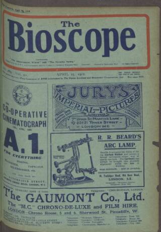 cover page of The Bioscope published on April 25, 1912