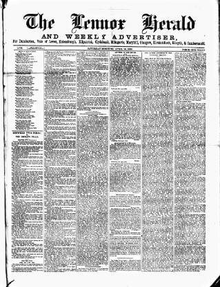 cover page of Lennox Herald published on April 26, 1890