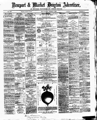 cover page of Newport & Market Drayton Advertiser published on June 1, 1872