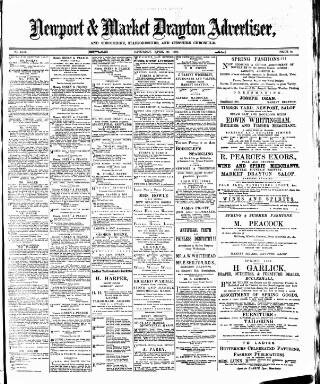 cover page of Newport & Market Drayton Advertiser published on April 20, 1889