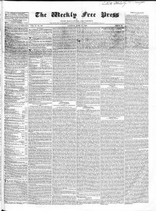 cover page of Trades' Free Press published on June 27, 1829