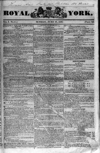 cover page of Royal York published on June 17, 1827