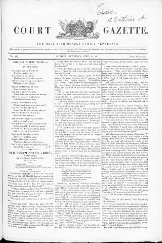 cover page of New Court Gazette published on April 24, 1841