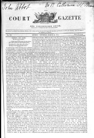 cover page of New Court Gazette published on March 29, 1845