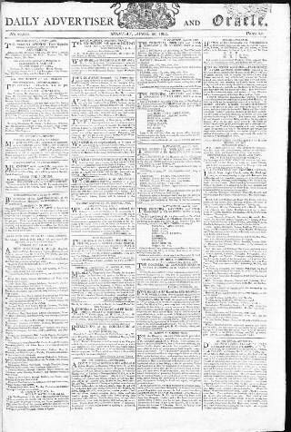 cover page of Oracle and the Daily Advertiser published on April 26, 1802