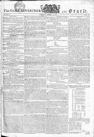 cover page of Oracle and the Daily Advertiser published on April 19, 1803