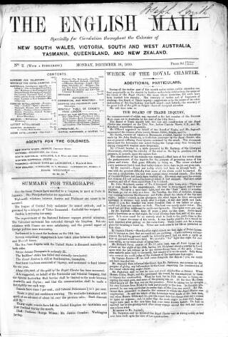 cover page of English Mail published on December 19, 1859