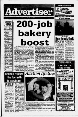 cover page of Heywood Advertiser published on March 29, 1990