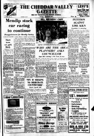cover page of Cheddar Valley Gazette published on April 23, 1971
