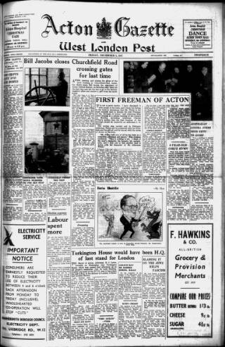 cover page of Acton Gazette published on December 5, 1947