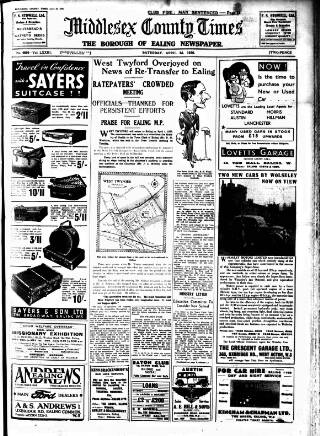 cover page of Middlesex County Times published on April 25, 1936