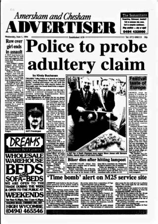 cover page of Amersham Advertiser published on June 1, 1994