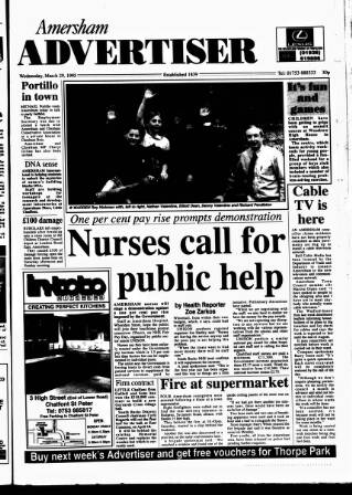 cover page of Amersham Advertiser published on March 29, 1995