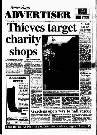 cover page of Amersham Advertiser published on April 26, 1995