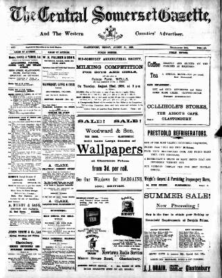 cover page of Central Somerset Gazette published on August 11, 1939