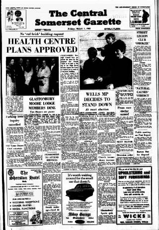 cover page of Central Somerset Gazette published on March 1, 1968
