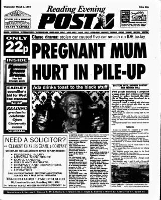 cover page of Reading Evening Post published on March 1, 1995