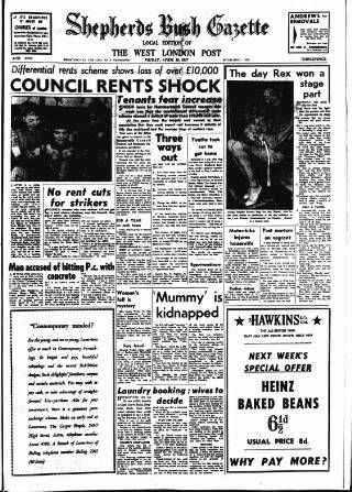 cover page of Hammersmith & Shepherds Bush Gazette published on April 19, 1957