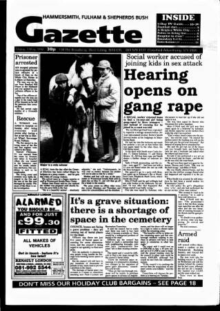 cover page of Hammersmith & Shepherds Bush Gazette published on May 1, 1992